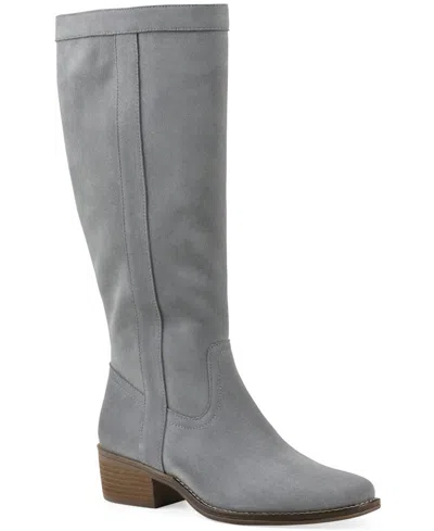 White Mountain Women's Altitude Wide-calf Knee High Boots In Blue Raspberry Suede