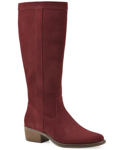 White Mountain Women's Altitude Wide-calf Knee High Boots In Burgundy Suede