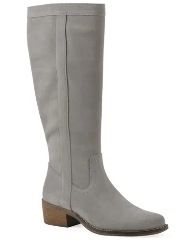 White Mountain Women's Altitude Wide-calf Knee High Boots In Light Grey Suede