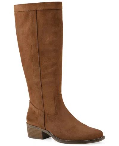 White Mountain Women's Altitude Wide-calf Knee High Boots In Pecan Suede
