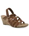 White Mountain Women's Ataps Round Toe Wedge Sandals In Dark Tan Smooth
