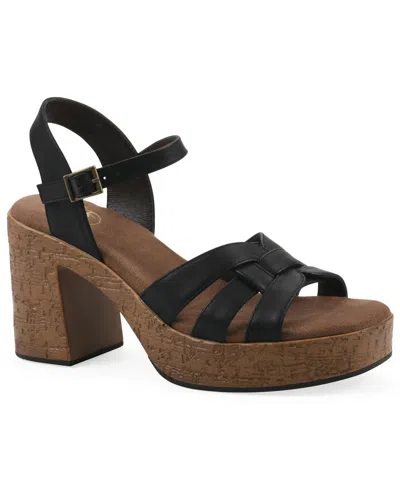 White Mountain Barista Platform Sandal In Black