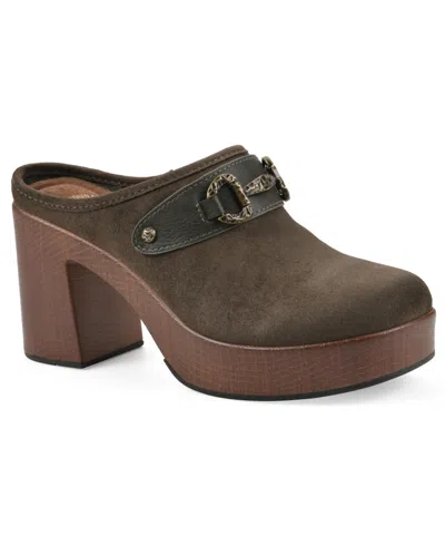 White Mountain Women's Barleys Platform Heel Mule Clogs In Army Multi