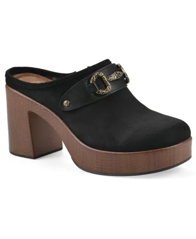 White Mountain Women's Barleys Platform Heel Mule Clogs In Black Multi