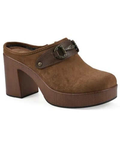 White Mountain Women's Barleys Platform Heel Mule Clogs In Mocha Multi