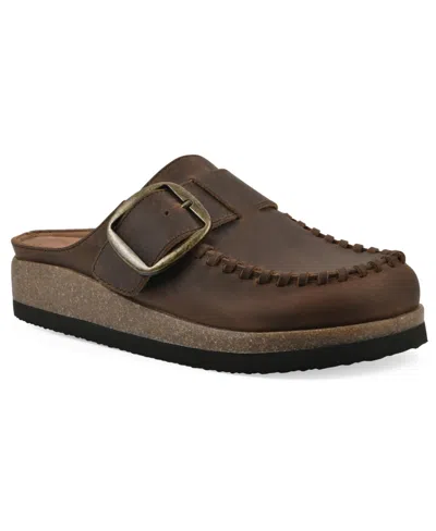 White Mountain Women's Bayberry Round Toe Mules In Brown Leather