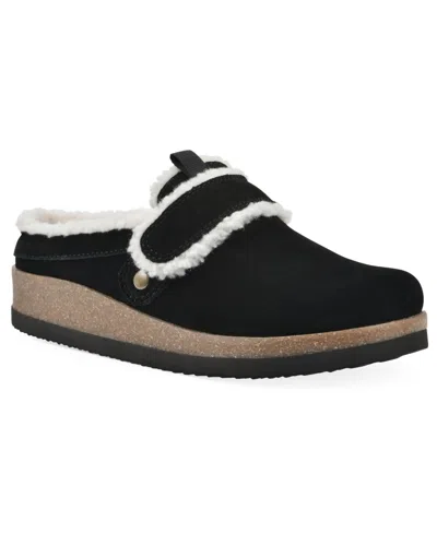 White Mountain Women's Baylen Footbed Clogs In Black Suede