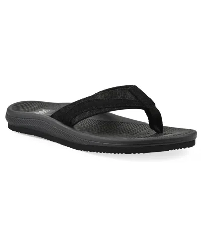 White Mountain Women's Bays Round Toe Flat Sandals In Black Fabric