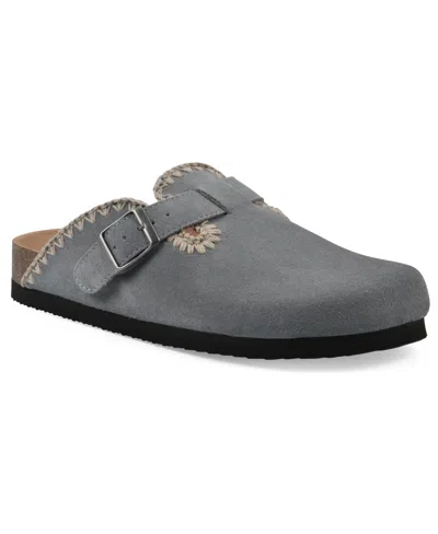 White Mountain Women's Bendees Round Toe Mules In Blue Raspberry Suede
