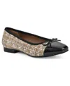 White Mountain Women's Bocci Ballet Flat In Beige Boucle Fabric Multi