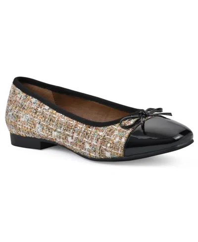White Mountain Women's Bocci Ballet Flat In Beige Boucle Fabric Multi