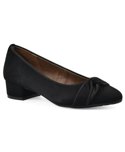 White Mountain Bordeaux Womens Faux Suede Almond Toe Pumps In Black Fabric