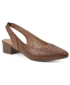 White Mountain Boronic Low Heel Slingbacks In Chestnut Smooth
