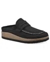 White Mountain Womens Open Stitch Manmade Clogs In Black Nubuck