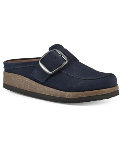 White Mountain Women's Bueno Footbed Clogs In Navy Suede