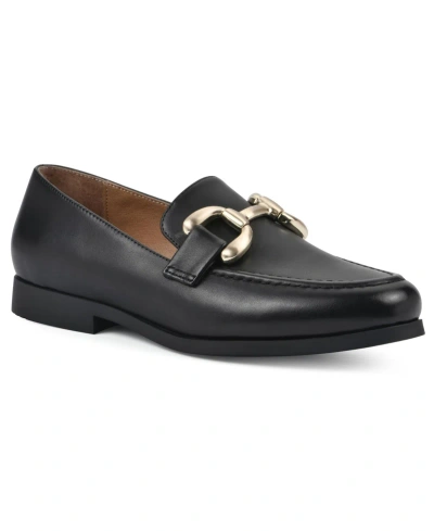 White Mountain Cassino Loafers In Black Leather