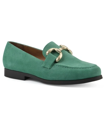 White Mountain Cassino Loafers In Classic Green Leather