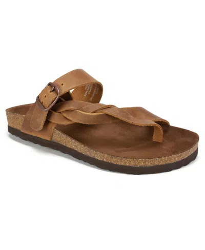 White Mountain Crawford Womens Suede Flat Slide Sandals In Whiskey,leather
