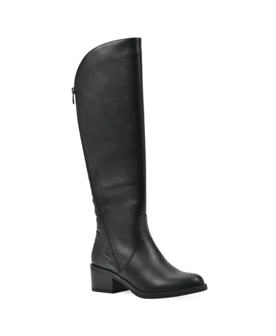 White Mountain Women's Cushaw Tall Shaft Boots In Black Smooth
