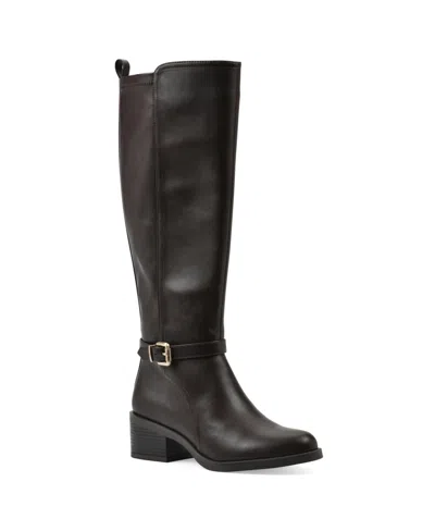 White Mountain Women's Custard Tall Shaft Riding Boots In Dark Brown Smooth