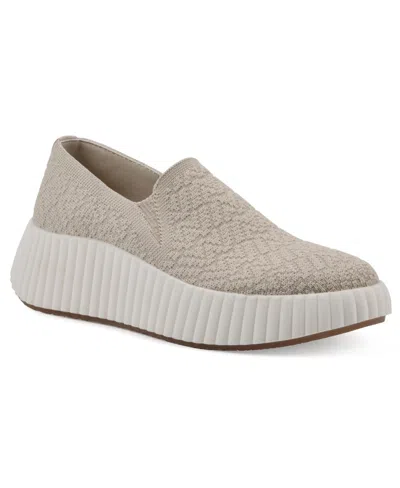 White Mountain Women's Daylight Slip-on Platform Sneakers In White Fabric