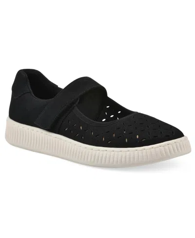 White Mountain Women's Doubles Round Toe Sneakers In Black Sueded Smooth
