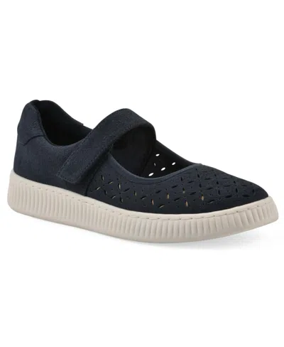White Mountain Women's Doubles Round Toe Sneakers In Navy Sueded Smooth
