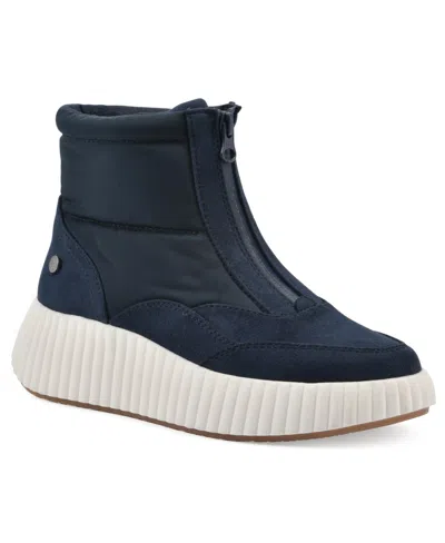 White Mountain Women's Downtown Platform Booties In Navy Multi Smooth