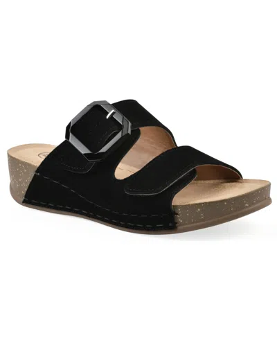 White Mountain Women's Fearful Slip-on Wedge Sandals In Black
