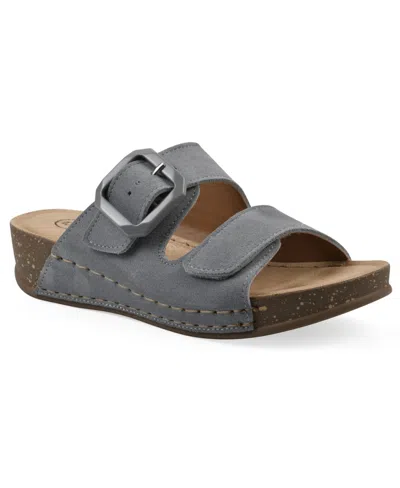 White Mountain Women's Fearful Slip-on Wedge Sandals In Blue Raspberry Suede