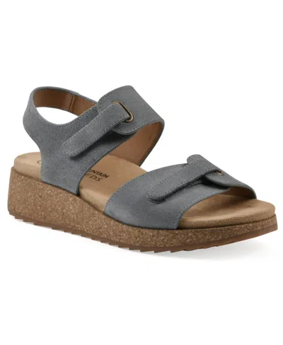 White Mountain Women's Gelato Round Toe Wedge Sandals In Blue Raspberry Suede