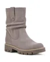 White Mountain Women's Glean Lug Sole Mid Shaft Boots In Light Taupe Suede