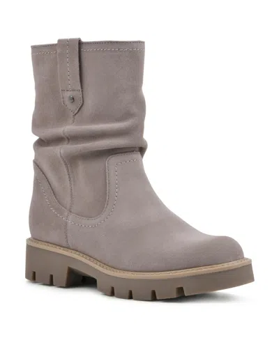 White Mountain Women's Glean Lug Sole Mid Shaft Boots In Light Taupe Suede