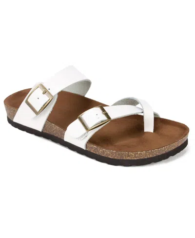 White Mountain Women's Gracie Leather Footbed Sandal In White,leather