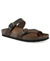 White Mountain Women's Grams Round Toe Flat Sandals In Brown Leather