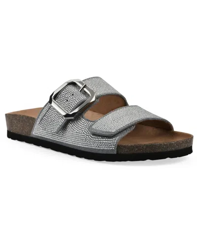 White Mountain Women's Granitas Round Toe Flat Sandals In Blue Raspberry Suede