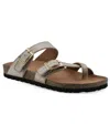 White Mountain Women's Grays Round Toe Flat Sandals In Sandal Wood Suede