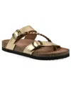 White Mountain Women's Hammy Round Toe Flat Sandals In Antique Gold Leather