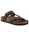 White Mountain Women's Hammy Round Toe Flat Sandals In Brown Leather