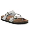White Mountain Women's Haziest Round Toe Flat Sandals In White Leather