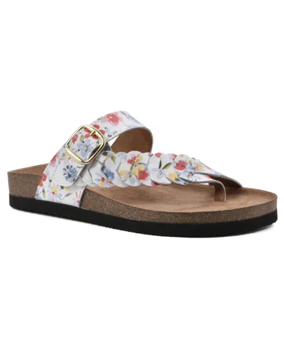 White Mountain Women's Happier Footbeds Sandals In White,multi,leather