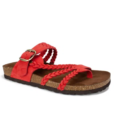 White Mountain Women's Hayleigh Footbed Sandals In Red,nubuck