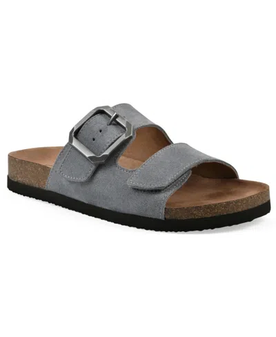 White Mountain Women's Hayloft Round Toe Flat Sandals In Blue Raspberry Suede