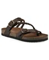 White Mountain Women's Haziest Round Toe Flat Sandals In Brown Leather