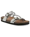 White Mountain Women's Haziest Round Toe Flat Sandals In White Leather