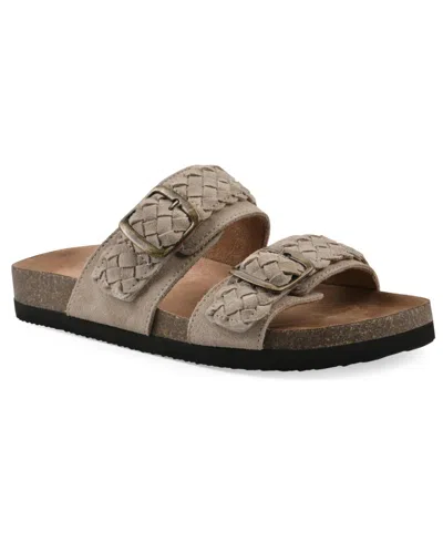 White Mountain Women's Hey Hey Round Toe Flat Sandals In Sandal Wood Suede