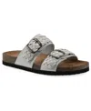 White Mountain Women's Hey Hey Round Toe Flat Sandals In White Leather