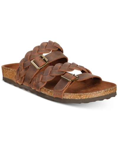 White Mountain Holland Footbed Sandal Slides In Brown,leather