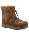 White Mountain Women's Isador Faux Sherpa Lace-up Boots In Brown