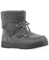 White Mountain Women's Isador Faux Sherpa Lace-up Boots In Gray
